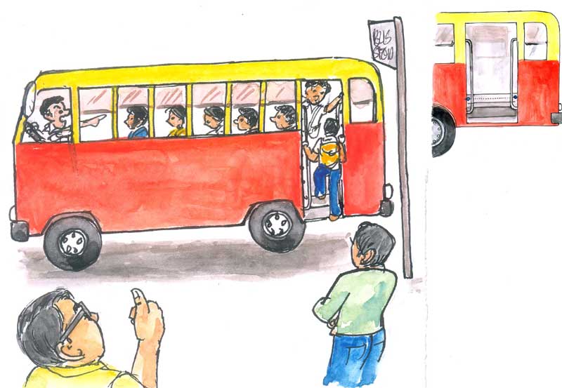 Step-lock system in bus - Photo