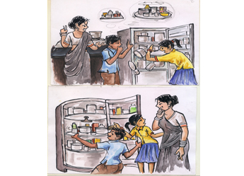 Image of Cylindrical shaped refrigerator with rotatory trays