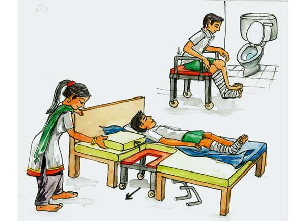 Innovative and low cost bed with detachable wheel chair - Photo